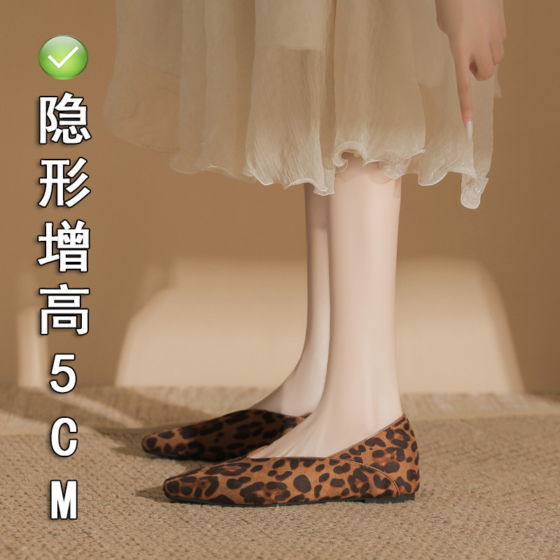 Small Inner Height 5cm French Square Toe Retro Commuter Two-Wear Flat Shoes Women's Autumn and Winter Ladyshoes Milk Shoes Small Inner Height 5cm French Square Toe Retro Commuter Two-Wear Flat Shoes Women's Autumn and Winter Ladyshoes Milk Shoes