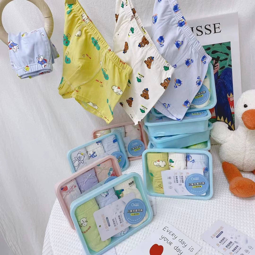 Бесшовные трусы-боксеры из чистого хлопка класса А для мальчиков и девочек, с произвольным рисунком.