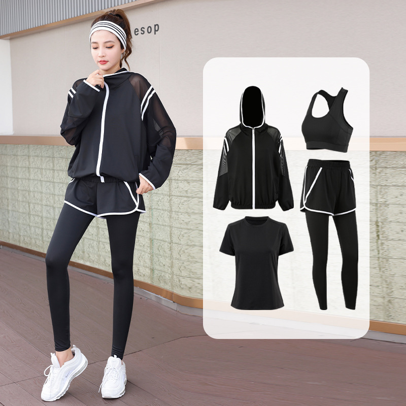 Women's sports suit morning running clothes fake two pieces autumn and winter New loose plus size quick-drying professional fitness yoga clothes for women