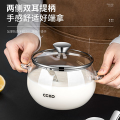 CCKO German Oil Can for Lard, Lard Can with Lid and Spoon, Heat-Resistant Household Glass Container for Cooking Oil, Including Chili Oil Bottle