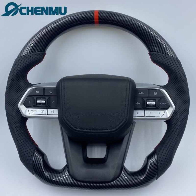 Toyota Carbon Fiber Steering Wheel for Toyota Prado Land Cruiser LC300 (Steering wheel) - carbon-fiber-pattern-water-transfer