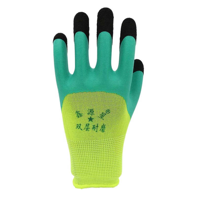 Guantes de protección laboral resistente al desgaste látex reforzado dedo pegamento inmersión antideslizante sitio de trabajo guantes de protección laboral al por mayor