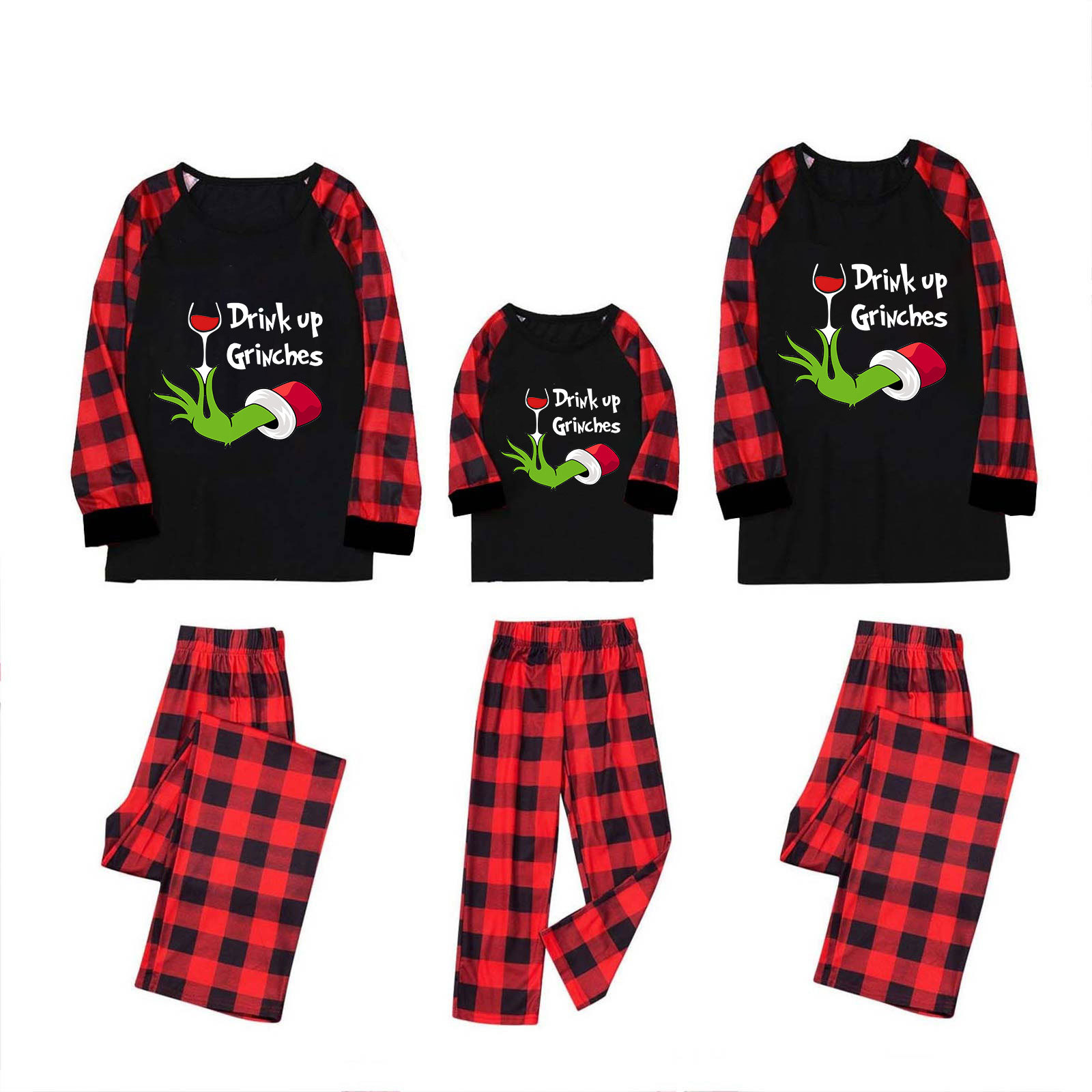 Amazon popular europeo y americano de Navidad de manga larga pijamas desgaste del hogar impreso traje Plaid pantalones padre-niño desgaste hogar