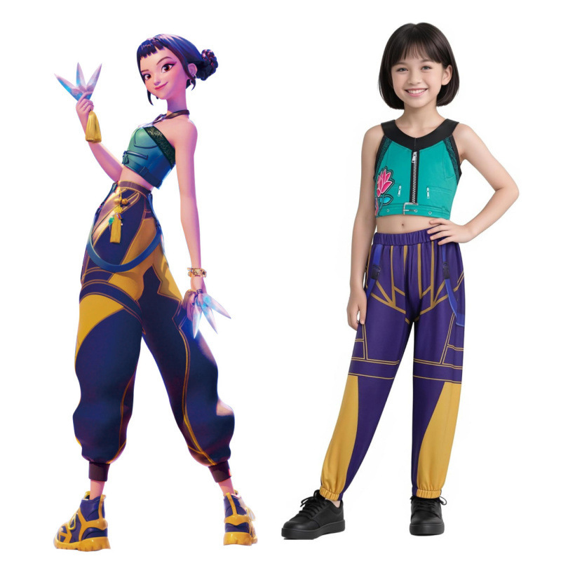 现货！女孩恶魔猎人流行歌手万圣节服装扮舞台套装服装|undefined