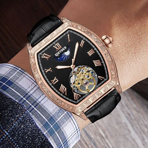 KINYUED business mechanical watch fully automatic mechanical watch multifunctional men's watch hollow barrel style men's watch
