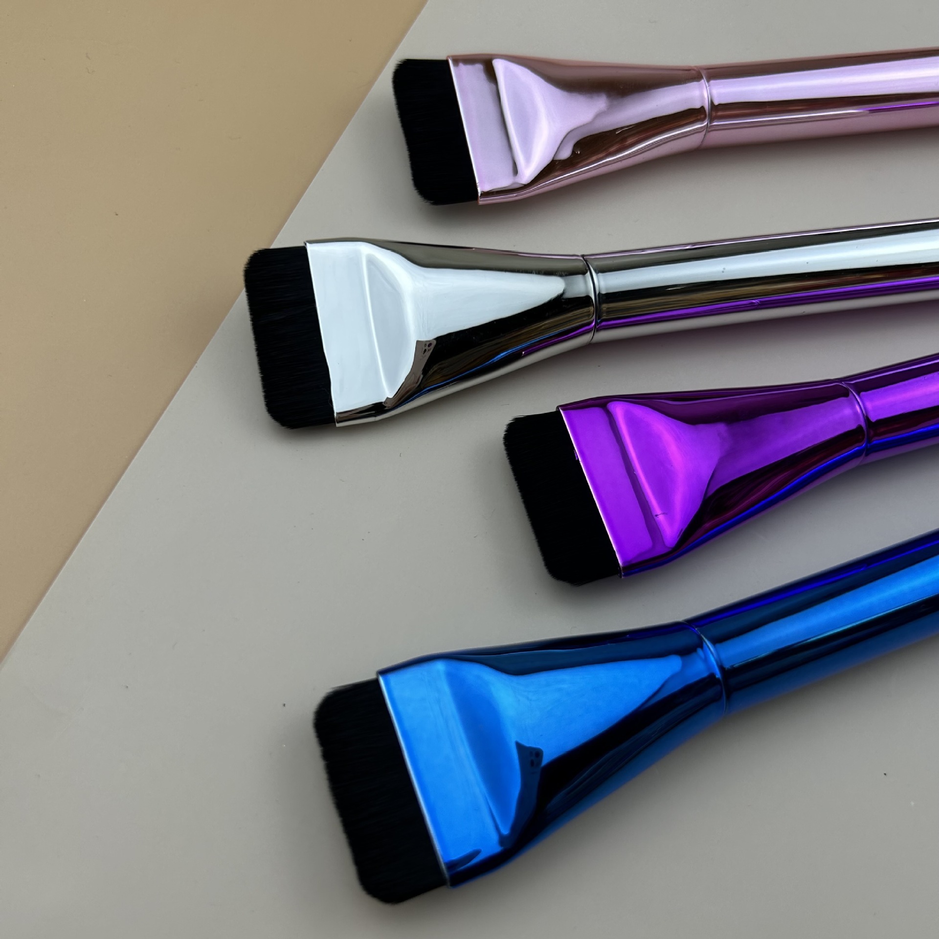 Cepillo de base en línea, sin marcas, sin polvo, cepillo corrector, cepillo de mascarilla, cepillo de base líquida de cabeza plana, cepillo de maquillaje al por mayor