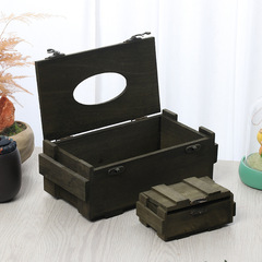 木質抽紙盒 縮小版木箱抽紙收納風格紙巾盒送小號盒子