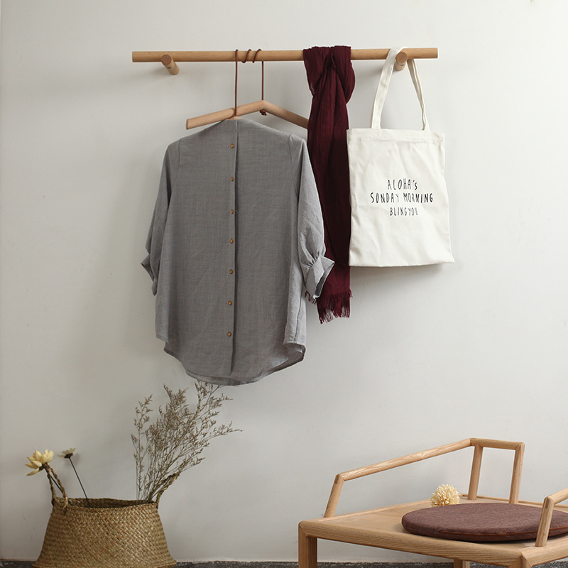 Solid wood clothes hanger wall-mounted wall coat rack B&B clothes rack creative wooden towel rack clothing store clothes rail