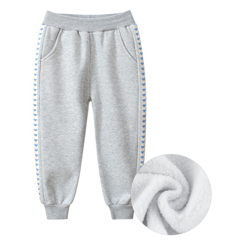Pantalones Infantiles Otoño/Invierno 2024, Pantalones Deportivos con Forro Polar para Niños Pequeños, Pantalones Deportivos Versátiles con Estampado de Corazones para Niñas, para Uso en Exteriores, a la Moda