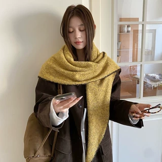 定制高级感含羊毛三角巾大披肩秋冬女保暖针织三角巾多用护颈围巾