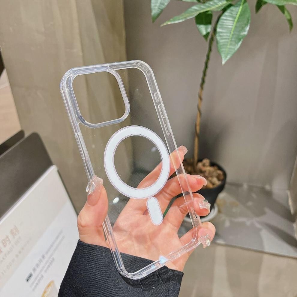 Magsafe funda magnética para teléfono móvil Apple 15pm acrílico transparente 13pro todo incluido iPhone12 funda dura
