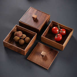 胡桃木干果盘可叠加零食盘创意客厅分格坚果盘子家用实木糖果盒
