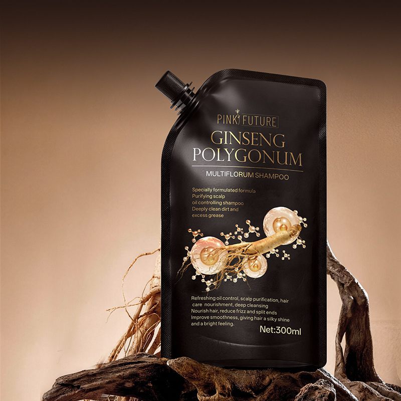 Cross-Border Hit Product Pink Future Ginseng and Polygonum Multiflorum Shampoo Nourishes Hair and Improves Frizz with Herbal Extracts