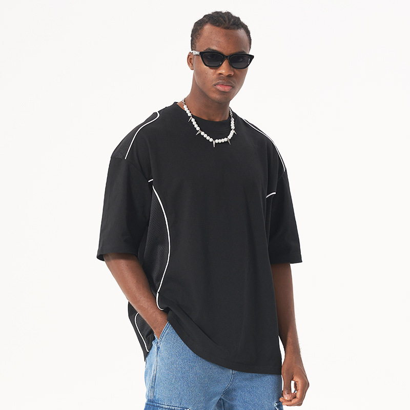 ETAI hombre de verano americano manga corta malla calle hombre camiseta de algodón casual chaqueta en stock