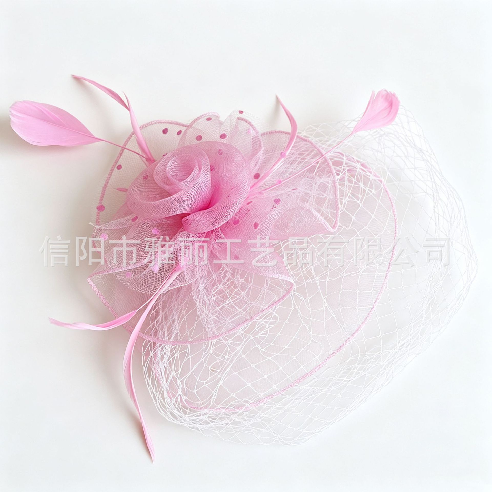 Bride's mesh feather headpiece, hair accessory, hair clip, vintage veil, top hat, horse racing club headpiece, women's European and American vintage headpiece
