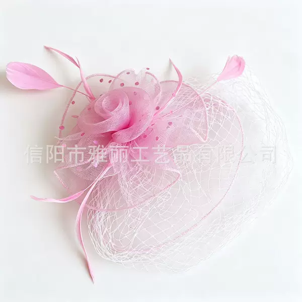 Bride's mesh feather headpiece, hair accessory, hair clip, vintage veil, top hat, horse racing club headpiece, women's European and American vintage headpiece