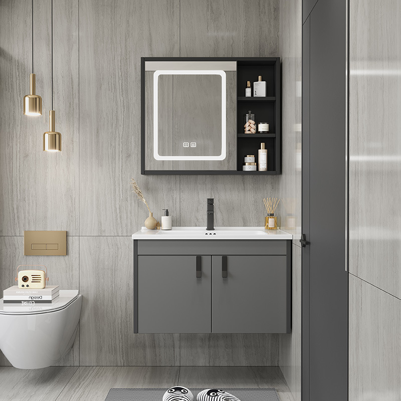 Panal gabinete de baño de aluminio de cerámica cuenca integrada espacio de baño de aluminio lavabo gabinete lavabo combinación