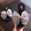Fashionable summer comfortable footwear, slippers, slide with bow, children's flip flops, 2023 collection, family style