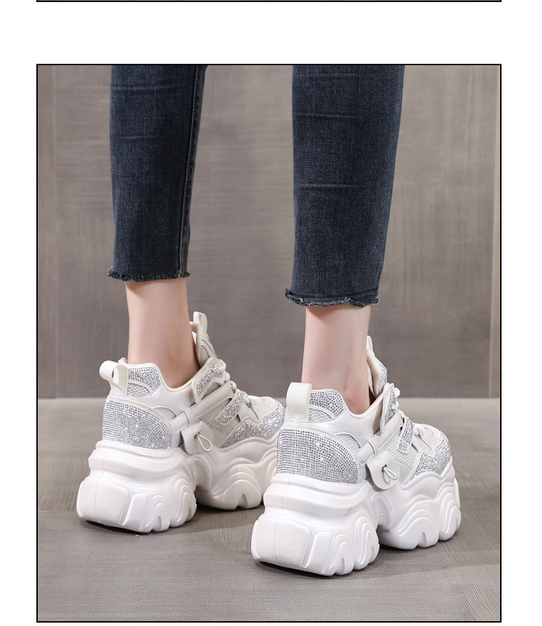 Giày sneaker nữ chunky đế dày độn cao bên trong HS569-3 kiểu mới mùa xuân — Màu trắng chi tiết 13