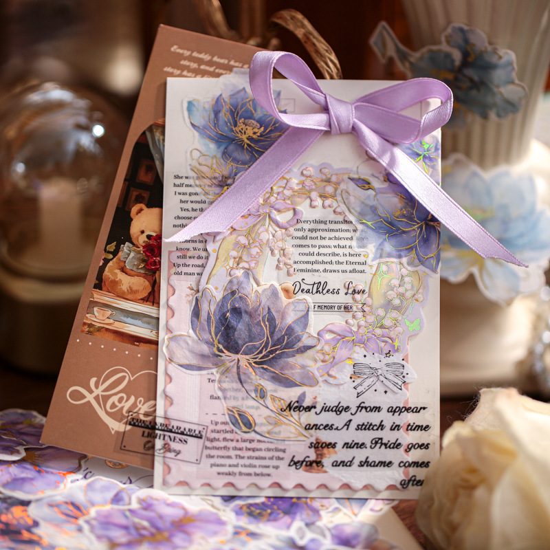 Mr. Paper Big Sticker Pack Floating Flower Gold Series Estilo antiguo Película de corte de flores Material de tienda de mano Paquete de pegatinas decorativas