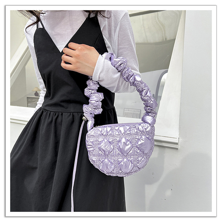 Koreaanse versie Exquise glanzende geplooide okseltas Mini Cloud Bag Niche Crossbody Bag Damestas High-end kleine tas_voghion.com