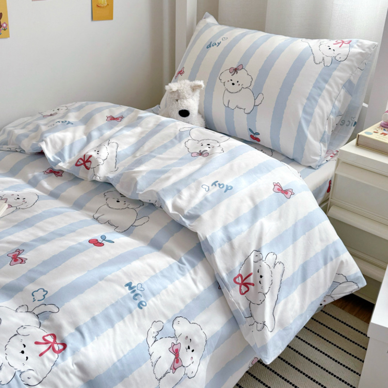 Cama de dormitorio de estudiantes universitarios de algodón de tres piezas tipo sábana de algodón funda de edredón especial litera individual