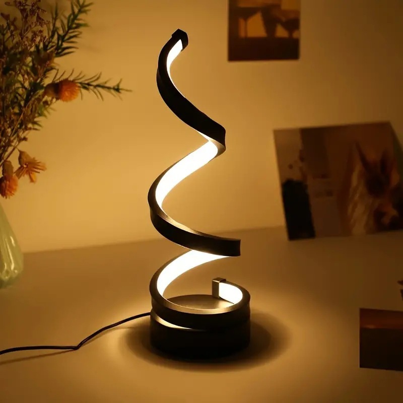 Lampada da comodino con luce notturna calda e creativa, a forma di serpente, semplice e moderna._voghion.com