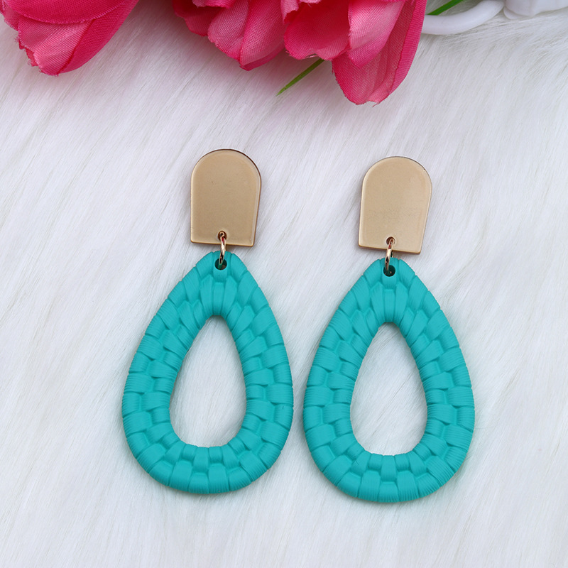 Acrylic Material Water Droplets Pattern 1 Pair Simple Style Classic Style Water Droplets Spray Paint Hollow Out Arylic Drop Earrings