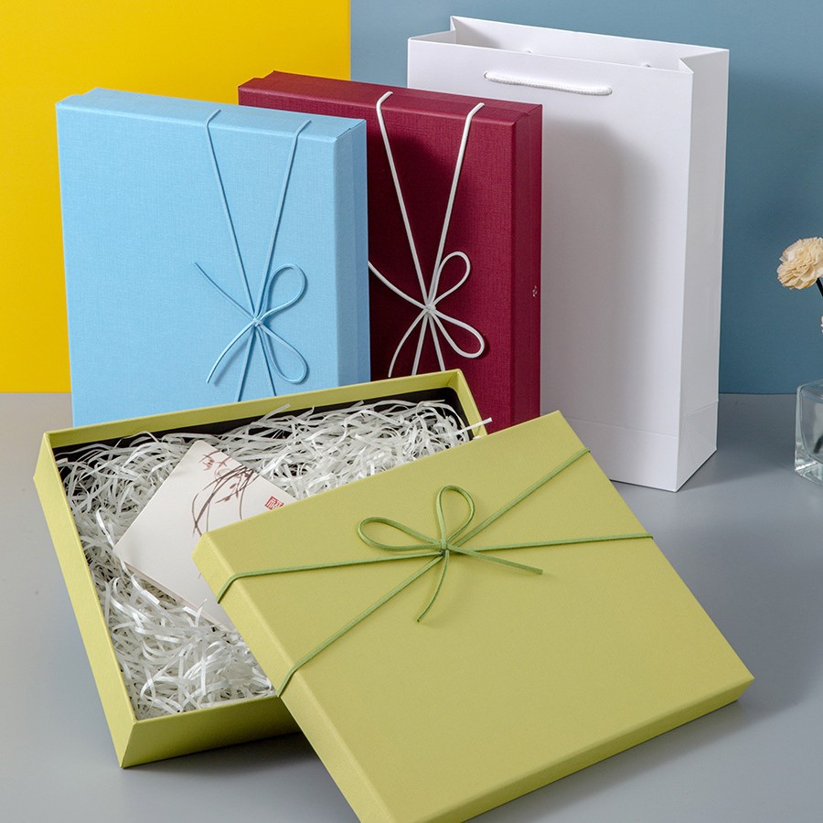 现货礼品盒纸盒长方形商务礼盒包装盒空盒蓝色天地盖礼物盒子