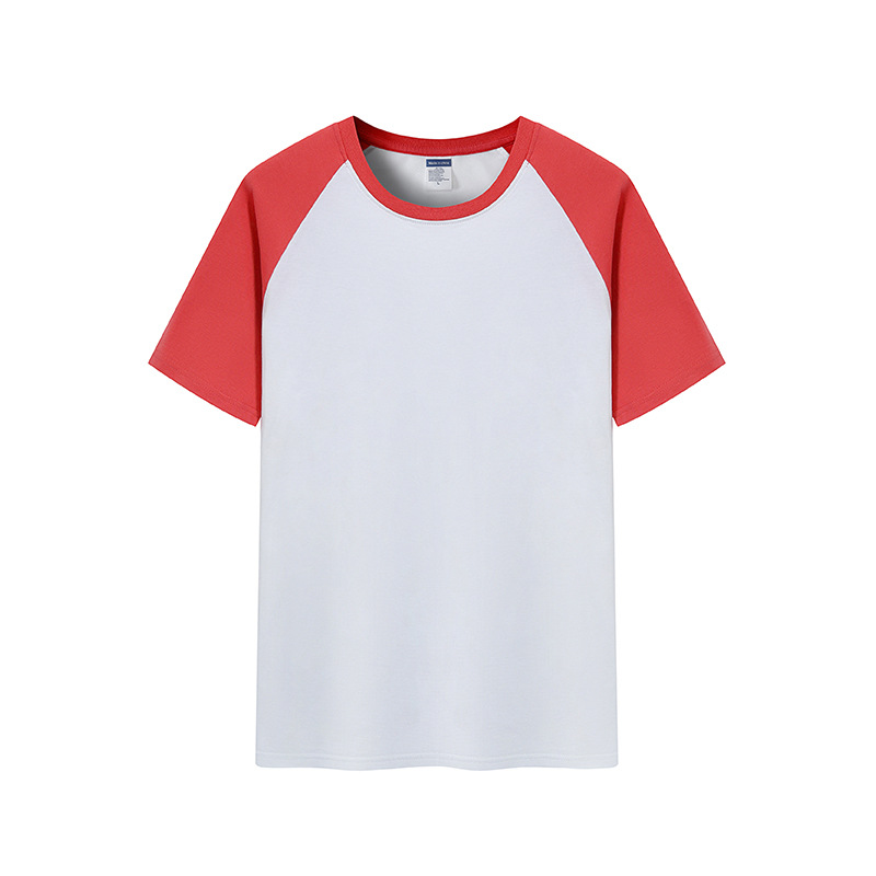 Verano nuevo 200g Raglan color a juego de manga corta camiseta juventud algodón retro contraste suelto color cuello redondo top
