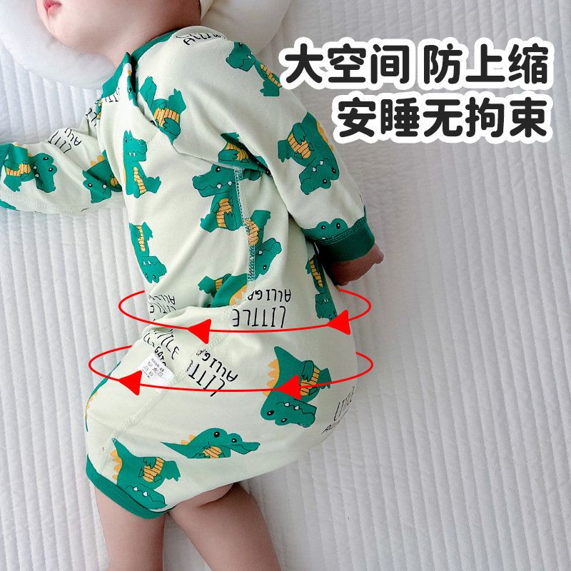 Spring and Autumn Baby Cotton Boys' Pajamas Baby Long Sleeve Robe Infant and Toddler Onesie Air Conditioner Suit Belly Protection Crawling Suit