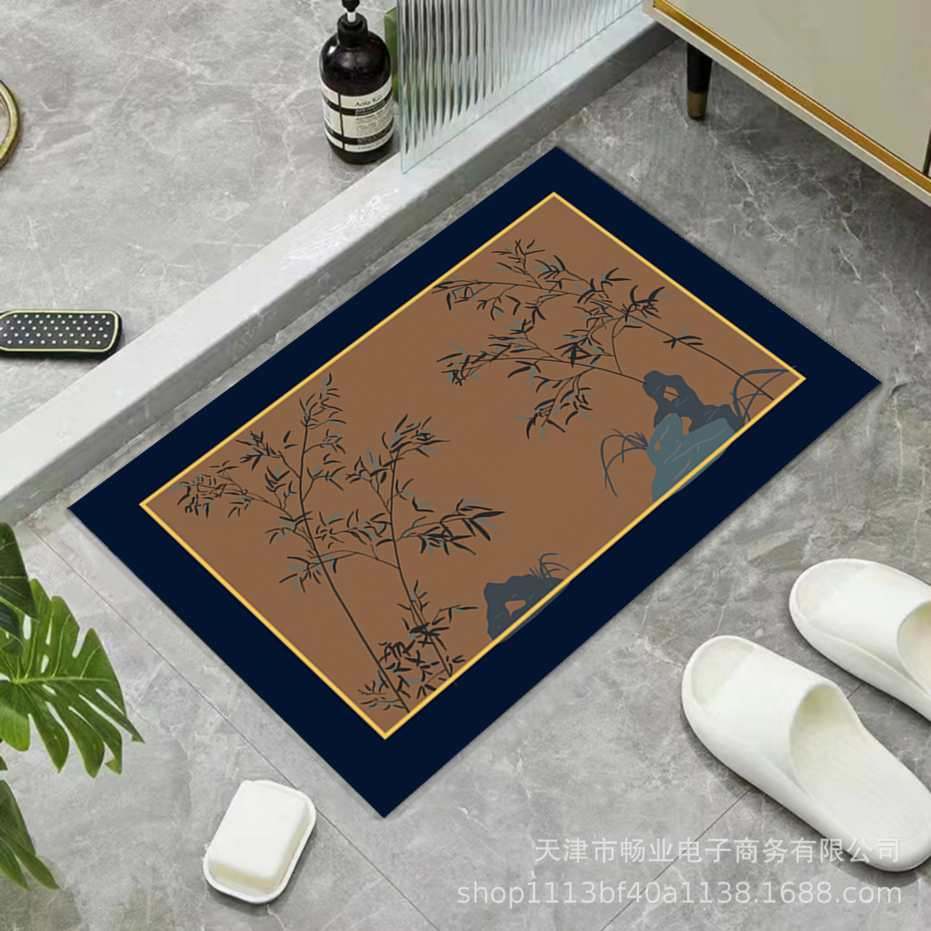 Bathroom Floor Mat, Diatomaceous Earth Anti-Slip Quick-Drying Foot Mat for Bathroom and Toilet Entrance, Modern and Simple