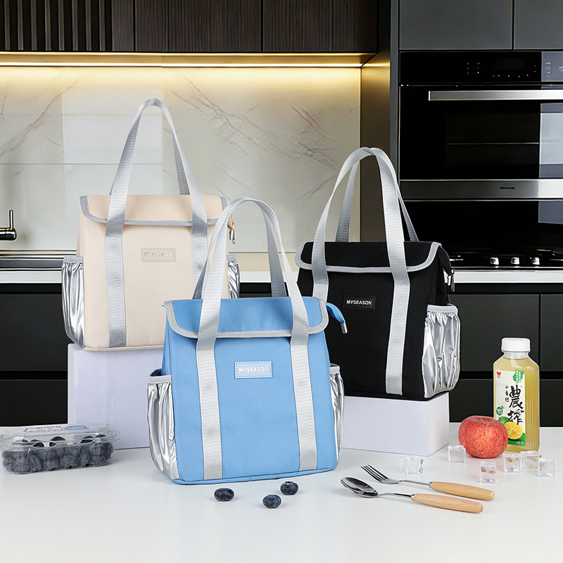 Nueva bolsa de aislamiento térmico portátil de gran capacidad con película de aluminio gruesa bolsa de almuerzo para llevar al trabajo y la escuela bolsa de almuerzo