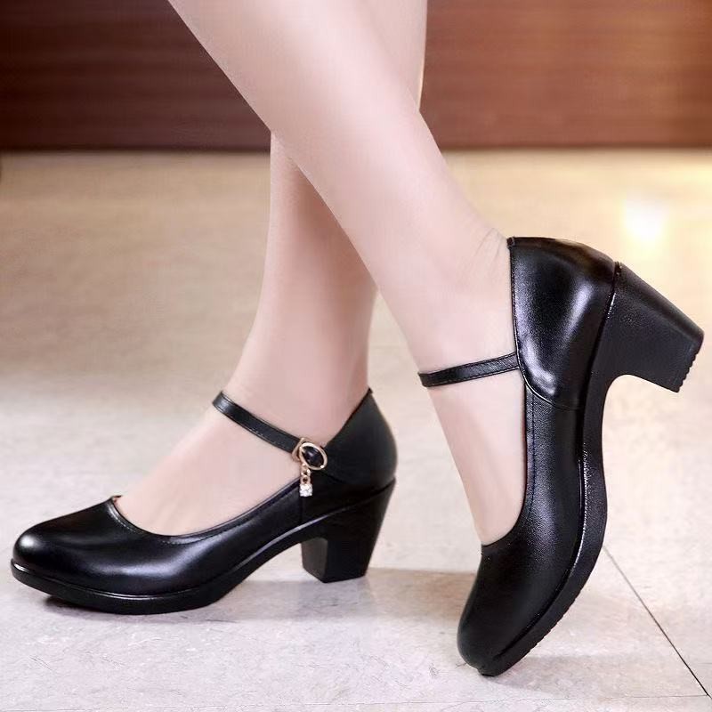 2026 zapatos de verano poco profundos zapatos de cuero de madres zapatos de trabajo negros zapatos de mujer