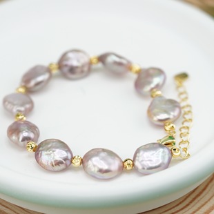 Natural Baroque Pearl Necklace suit Shaped Candy Color Bracelet Women's Design Sense Summer Jewelry Bracelet Necklace