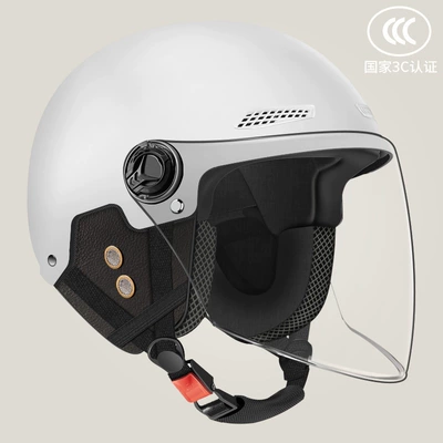 electric motorcycle helmet, safety helmet, high-definition: Motosiklet kaskı (dəbilqə) - anti-fog-long-mirror-four-season-white-ear-protection-detachable-one-size-fits-all