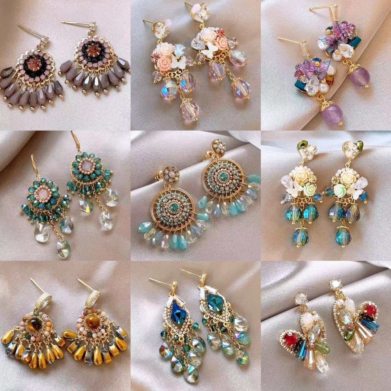 Pendientes de mariposa de cristal artificial degradado de aguja de plata chapado en oro real 2025 nuevos pendientes pendientes de moda exquisita mujer