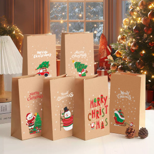12 Pieces of Christmas Paper Bags for Holiday Gifts, Cross-Border New Christmas Gift Bags, Apple Cookie Packaging Paper Bags