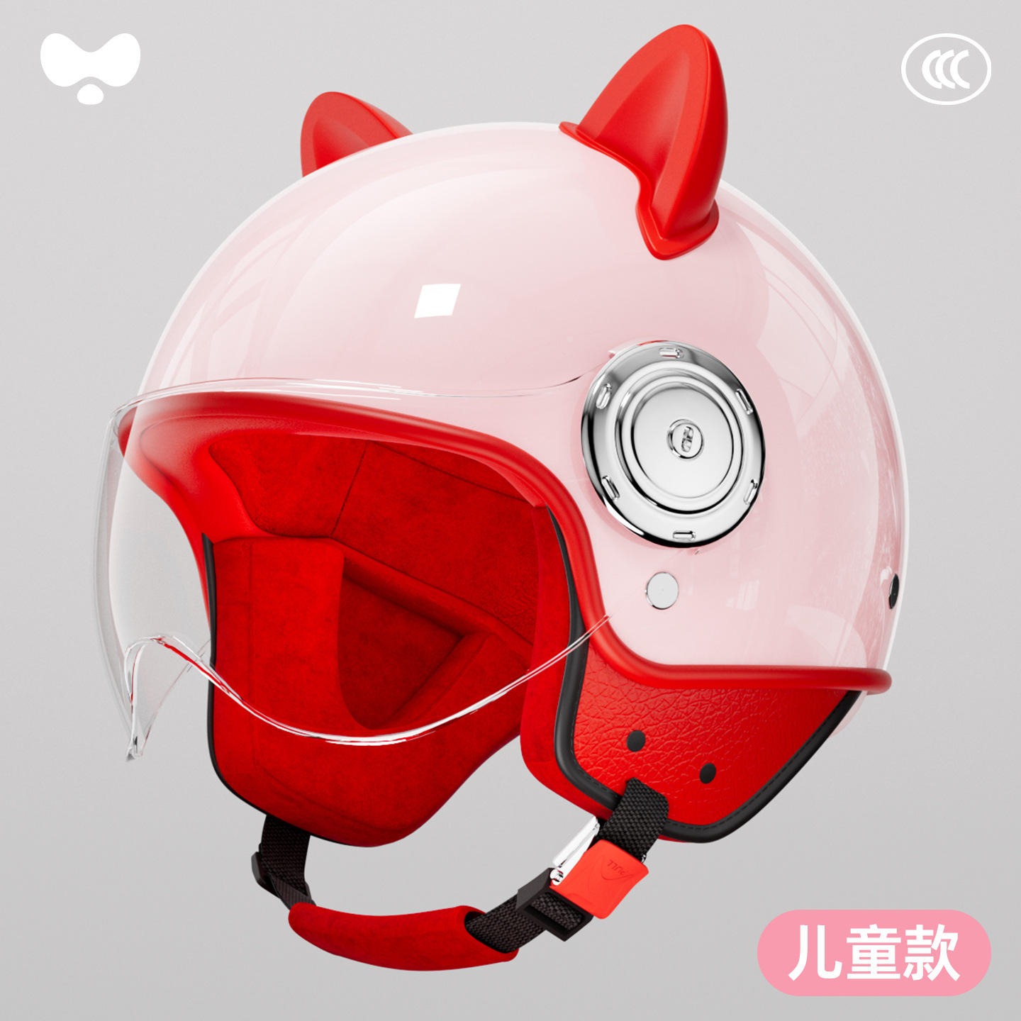 Motosiklet kaskı (dəbilqə) — Motuoche Helmet 3C Certified - 3c-child-pink-hd-short-lens-class-a-new-national-standard-one-size