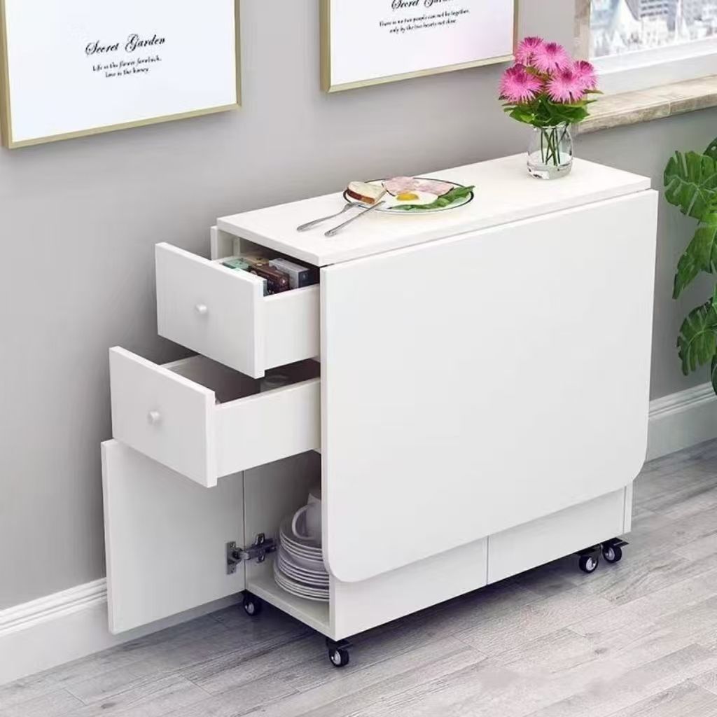 Dining Table, Folding Table for Home Use, Multifunctional Rectangular Table for Small Apartments, Simple and Easy to Extend, Movable Round Table