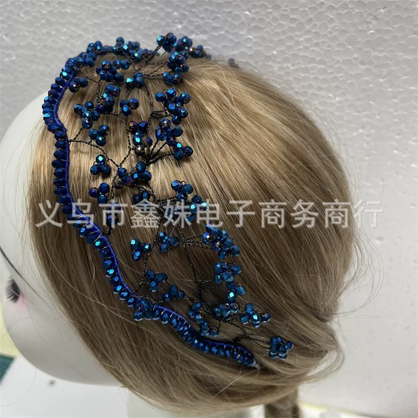 Retro French Heavy Industry Accessible Luxury Crystal Hair Accessories Woven Mesh Headband Handmade High-End Design Crown Headband