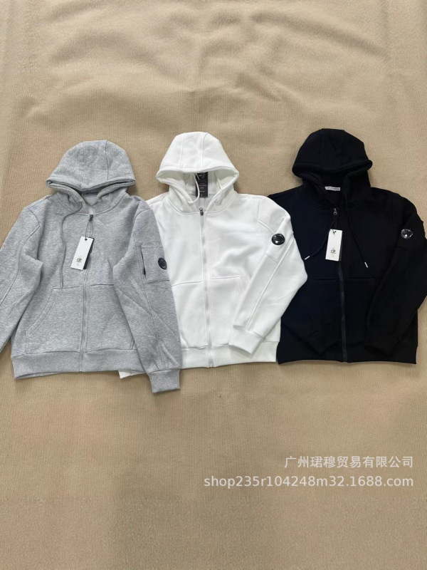 跨境外贸秋冬CP公司COMPANY开衫休闲加绒连帽卫衣男女款镜片徽章|undefined