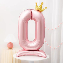 42インチスタンドアッププリンセスピンククラウン数字バルーン女の子诞生日周年记念パーティー装饰バルーン