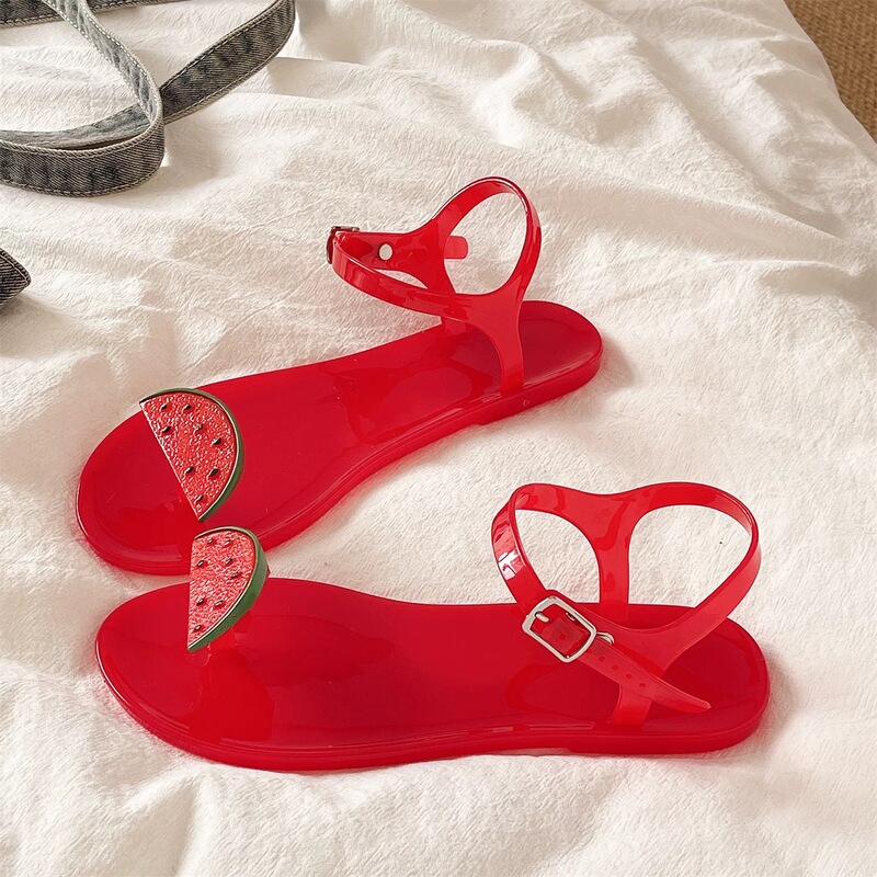 Cross-Border Popular Fruit Sandals for Women's Summer Outer Wear Transparent Crystal Shoes Non-Slip Flip-Flops Beach Sandals Jelly Shoes Ins