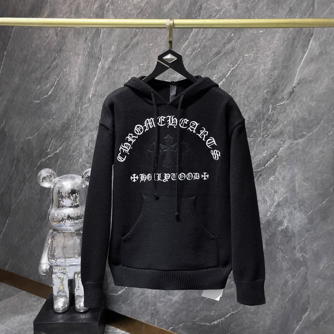 Chrome Hearts Krotome Большая подкова с вышивкой свитер пуловер из шерсти смешанного трикотажа для мужчин и женщин