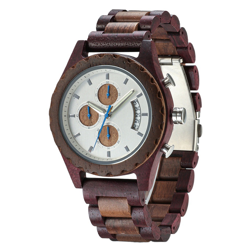 Europa y América del Sudeste Asiático Venta caliente reloj de madera moda multi-función Amazon Venta caliente reloj de cuarzo de los hombres en stock