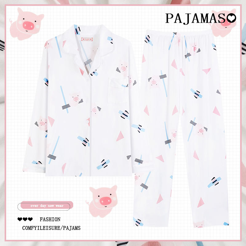 Pijamas a cuadros de algodón para mujer primavera y otoño 2025 nuevo estilo lindo traje de servicio a domicilio de manga larga de perro de pudín estilo ins