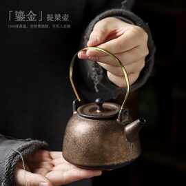 德化复古陶瓷提梁壶小号日式泡茶壶功夫茶具茶壶仿古做旧陶壶单壶