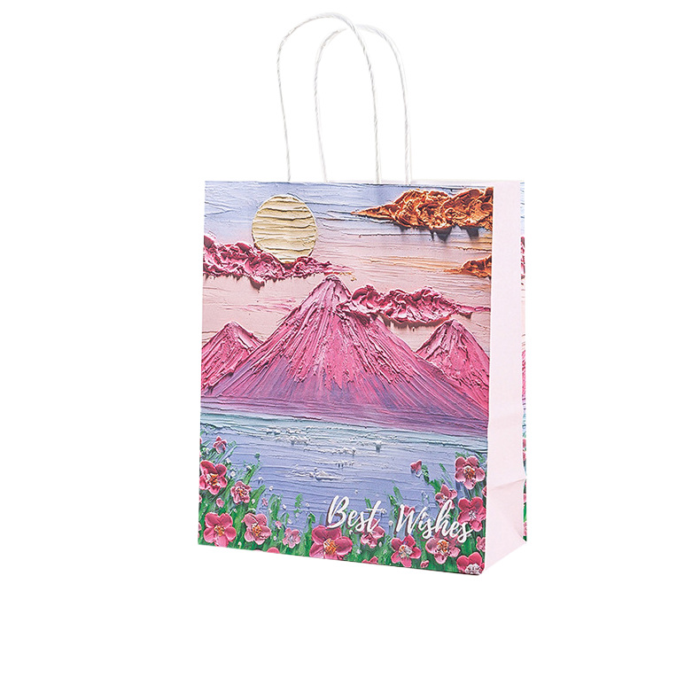 工厂定 制花瓣风立体油画礼品美观生日节日包装便携纸袋