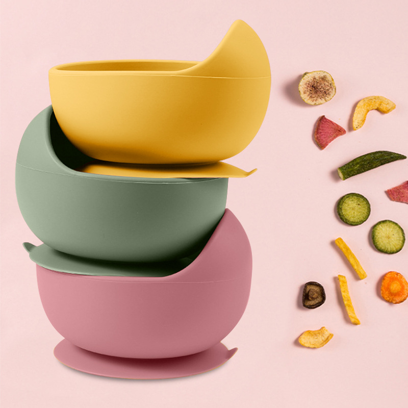 Baby's large capacity silicone food supplement Bowl strong and durable baby's first stage weaning self-feeding training tableware
